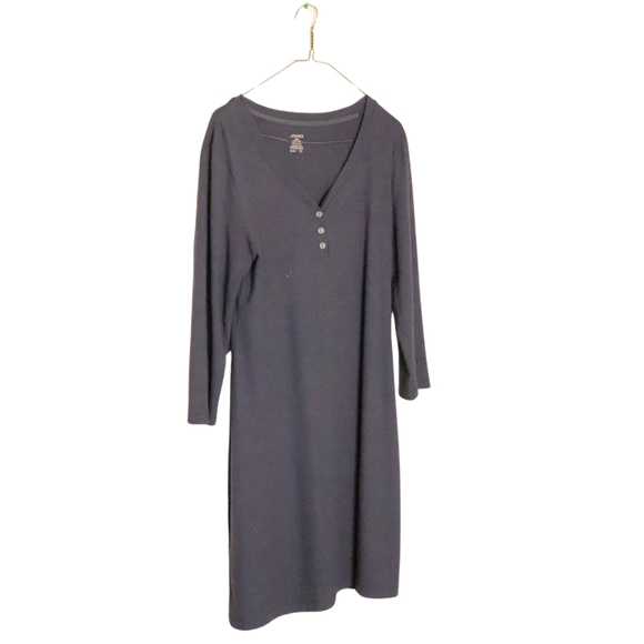 JOCKEYS WOMENS GREY LARGE V NECK HALD BUTTON DOWN  MIDI SWEATER DRESS - Picture 4 of 7